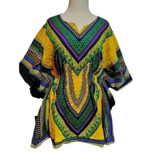 Dashiki multi-color tribal shirt Pattra Chiang-Mai One Size  see measurements